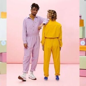 Lucy & Yak Men's Lavender Button-Up Corduroy Jumpsuit